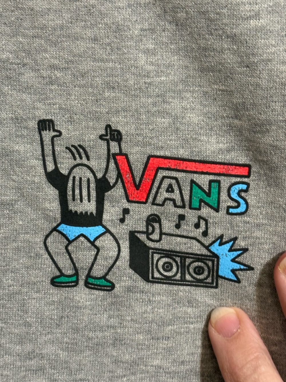 Vans‎ Men’s 2 XL Light Gray Crewneck  sweatshirt Chest / back Graphic rock-band